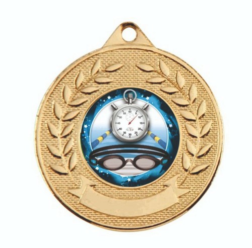 Swimming metal medal red - &,