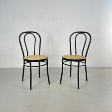 SET OF 2 ITALIAN BLACK METAL& CANE CAFE BISTRO DINING CHAIRS CESCA  #4415