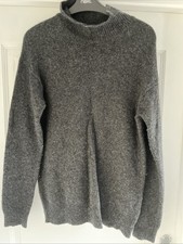 Arabella & Addison Women’s Grey Lambswool Mix High Neck Jumper Size M UK 12
