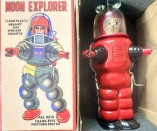 MOON EXPLORER - TINPLATE - CRANK FRICTION ROBOT - BRAND NEW IN BOX - MINT!