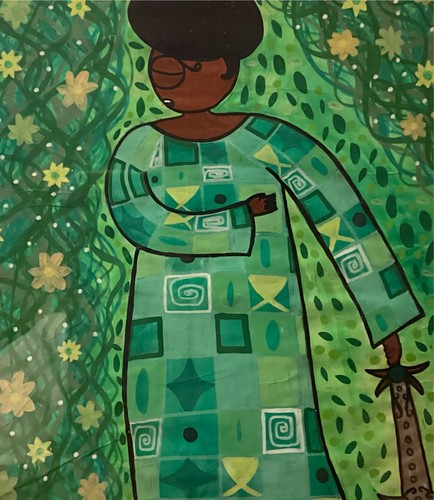 Signed figurative acrylic - a,