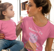 Mummy Pig Pink T-Shirt-Peppa Family Tv Show Family Kid Clothing Fashion Top Tee