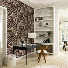 Vinyl Wallpaper Brown Zebra Pattern Animal Print Textured Rasch Extra Washable