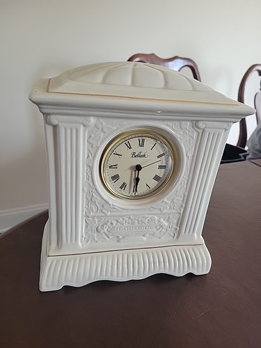 Belleek pottery mantle clock - pottery,