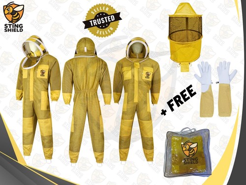 Yellow beekeeping suit fencing - beekeeping,