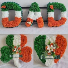 Irish Funeral Flowers Artificial Tribute Wreath Memorial Dad Shamrock Heart Flag