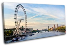 London Eye Westminster  City SINGLE CANVAS WALL ART Picture Print VA