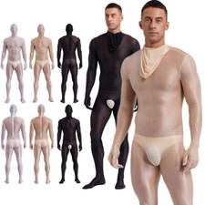 UK Mens Full Body Bodysuit Glossy Nightwear Stretchy Jumpsuits Tempting Catsuit