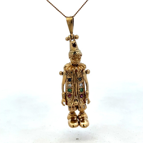 9ct yellow gold clown - , pendant