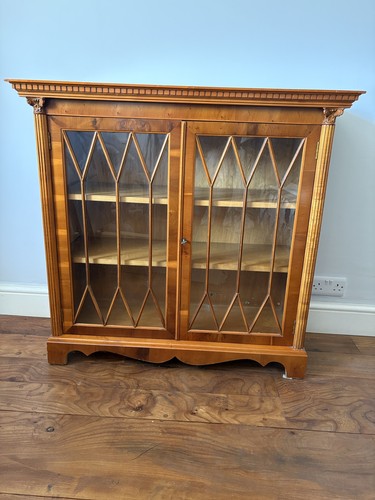 Vintage yew display cabinet - yew,