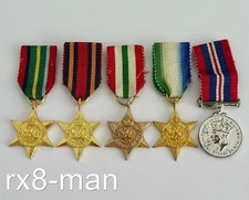 WW2 GROUP OF 5 MINIATURE MEDALS PACIFIC BURMA ITALY ATLANTIC STARS & WAR MEDAL