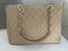 CHANEL BEIGE CAVIAR GST BAG GOLD HARDWARE