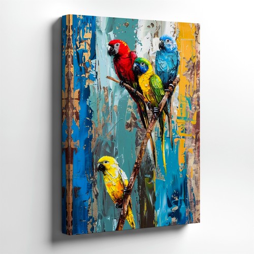 Wall art colorful parrots - art,