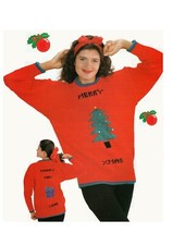 ladies machine knitting pattern Christmas sweater jumper pullover. Size S, M, L.