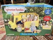Sylvanian Families Nursery yellow School Bus with trampoline for baby sylvanians