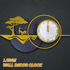 Modern Pastoral Style Forest Landscape Deer Design Oversized Luxury Wall Clock