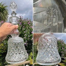 RARE ANTIQUE THOMAS WEBB RUSSELL Fine Diamond Cut Glass Bell DECANTER SIGNED 14”