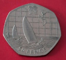 Olympic 50p Coin London 2012 Games Sailing Coin, Circulated (2011 Dated)
