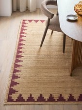 John Lewis Stepped Chevron Rectangular Jute Rug 180 x 120cm - Red/Natural A