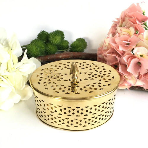 Vintage brass oval altar box - altar,