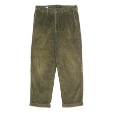 DOCKERS Mens Classic Olive Cotton Blend Corduroy Trousers W34 L30 Relaxed Fit