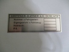 Nameplate gritzner kayser sign - nameplate,