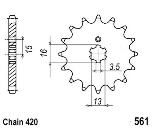 Pinion 13z pitch - 13z, for