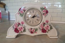 Beautiful Robert Blandford Ceramic Rose Pattern Quartz Mantel Clock