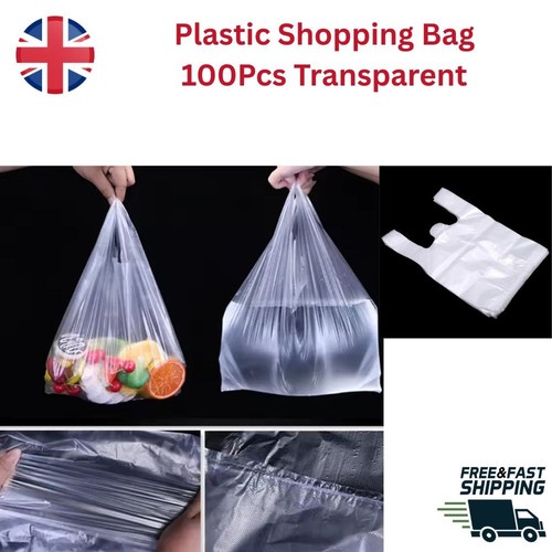 100 white plastic shopping - ,