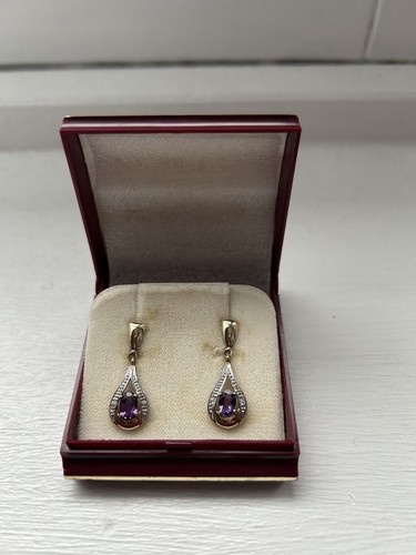9ct gold amethyst and diamond - gold,