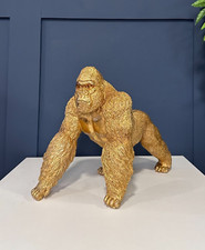 Gold glittery gorilla ornament - gold,