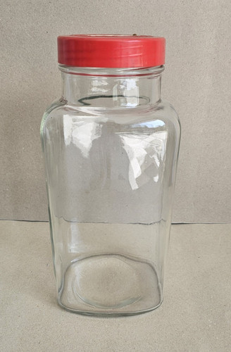 Vintage sweet jar with red - jar, lid