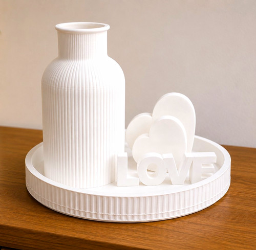 White ribbed bottle vase - white,