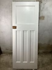 29 5/8"X 77 1/4" 1930s Internal Painted Pitch Pine Four Panel Door 1over3 Old