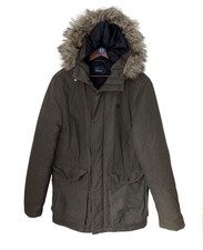 Men's FRED PERRY London Premium Olive Coloured PARKA Coat JACKET Size S-M *VGC*