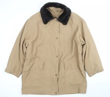 Viyella Womens Beige Coat L Classic Overcoat with Fur Collar