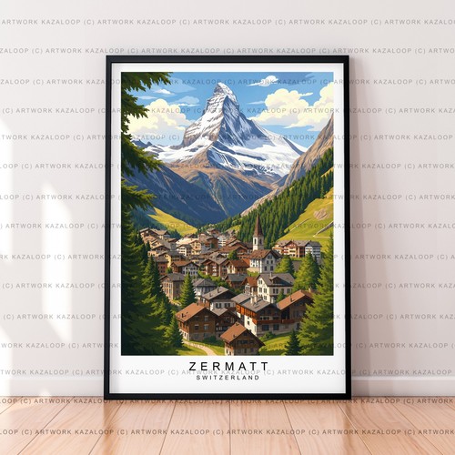 Zermatt illustration art print - illustration,