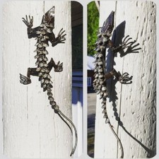 Metal Lizard Garden Ornament Sculpture Art - Handmade Recycled Metal Reptile