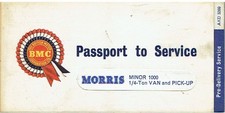 MORRIS MINOR 1000 0.25-TON VAN & PICK-UP (1956-62) FACTORY SERVICE RECORD BOOK