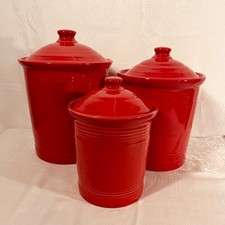 Fiestaware ~ Fiesta ~ 3pc. Canister Set ~ Sm, Med, & Large ~ Scarlet Canister ~