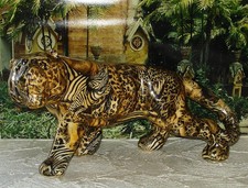 Vintage Collace Ceramic Stalking Patchwork Tiger Figurine – 31x16cm (12.2x6.3")