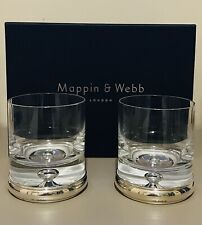Mappin & Webb Solid Silver & Crystal Whisky Tumblers Superb & Rare Set Of 2