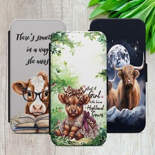 HIGHLAND COW FLIP CASE FOR IPHONE SAMSUNG HUAWEI QUOTE GIFT WALLET PHONE COVER