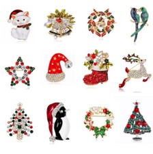 Christmas brooch rhinestone - christmas,