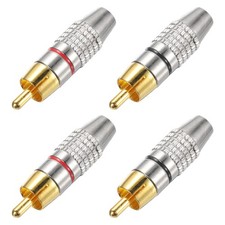 4pcs 270RCA Solderless Male Plug Gold Plated Connector Adapter Jack Plug Black