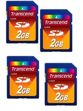 4 x TRANSCEND 2GB FULL SIZE SD CARD MEMORY CANON NIKON NINTENDO 3DS 2DS - TESTED