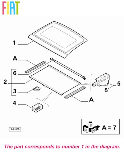 Genuine fiat fixed glass - glass, roof