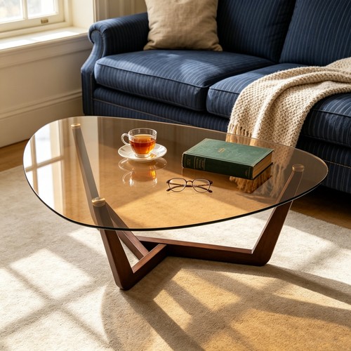 Tempered glass coffee table - glass,
