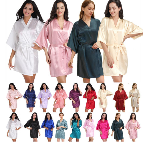 Plain satin silk robe - uk,