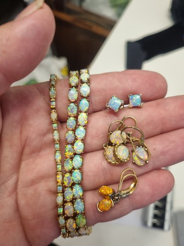 925 silver gold plated - plated, opal